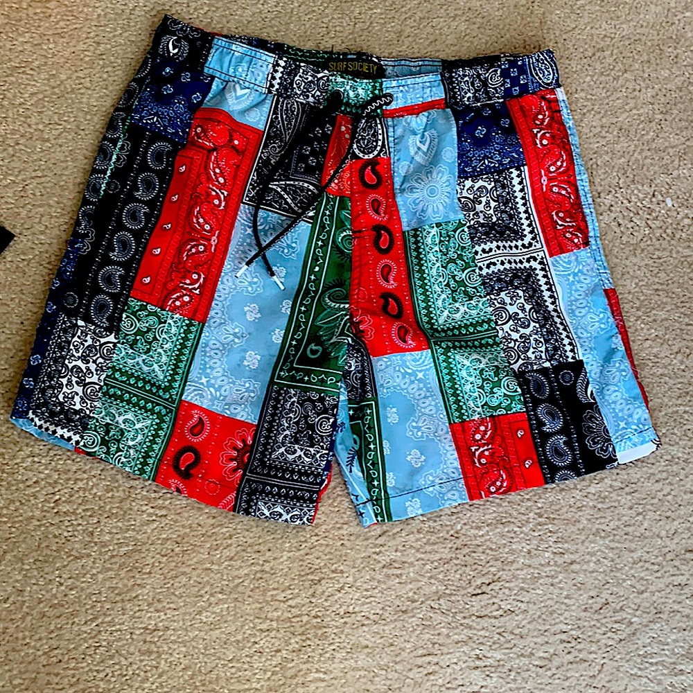 Multi Colored Paisley swim trunks